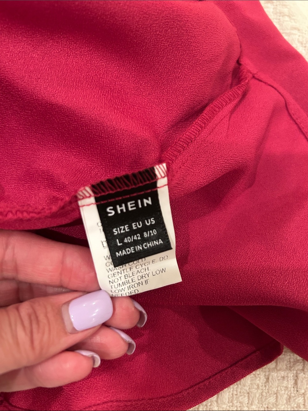 SHEIN Raspberry Pink Short Sleeve Ruffle Top - Picture 3 of 3